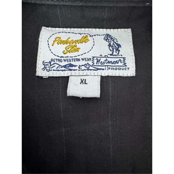 Panhandle Slim Retro Western Men’s XL Pearl Snap Black Button Gray Striped Shirt - Picture 3 of 10